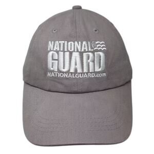 National Guard Baseball Cap Gray White One Size Slideback Hat Embroidered Logo